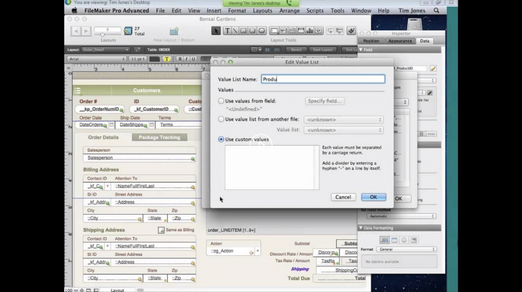 FileMaker lavorare con i layout